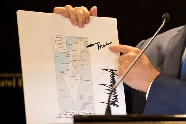 Netanyahu shows off Trump's map of Israel with Golan Heights | iNFOnews.ca
