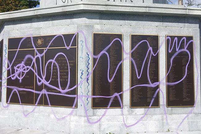 Halifax naval memorial vandalized with anti-war slogans, anarchy symbols | iNFOnews.ca