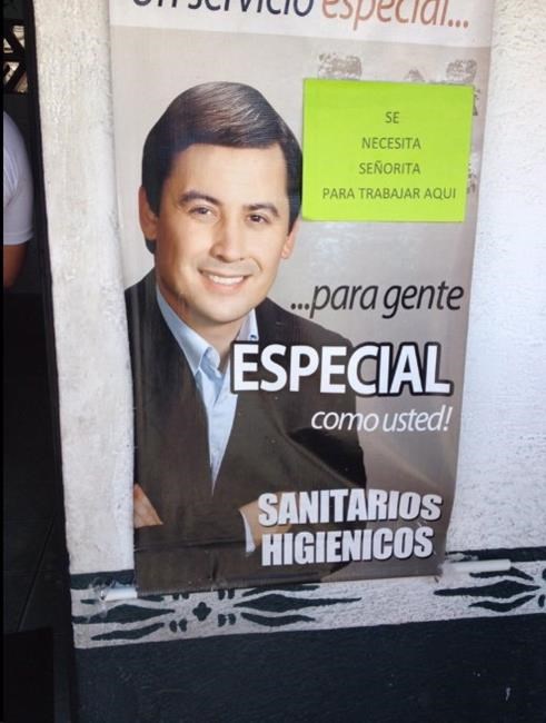 Chong poster on Guatemala bathroom wall as cardboard PM pops up in U.S. | iNFOnews.ca