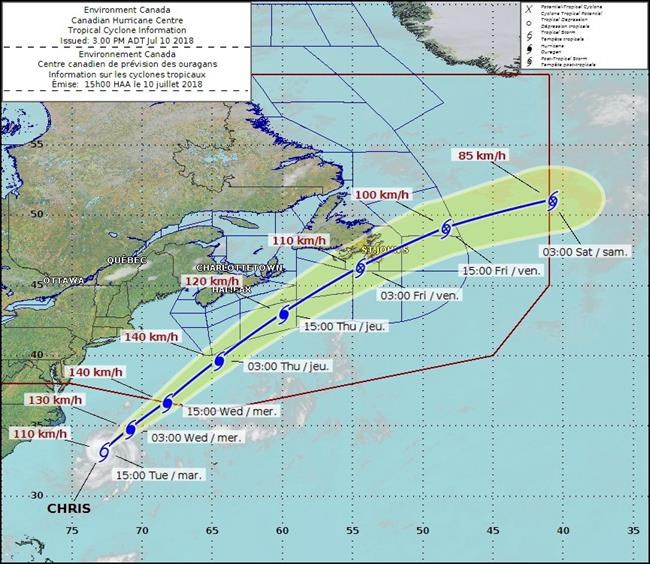 Tropical storm Chris to track south of Nova Scotia, make Newfoundland landfall | iNFOnews.ca