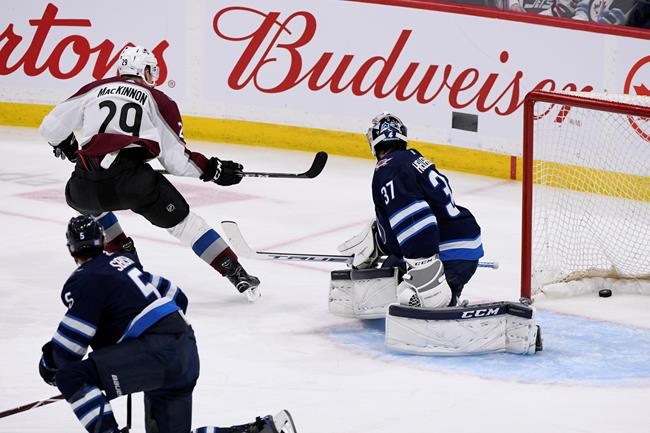 Adam Werner shines in NHL debut, MacKinnon with four points as Avs beat Jets 4-0 | iNFOnews.ca
