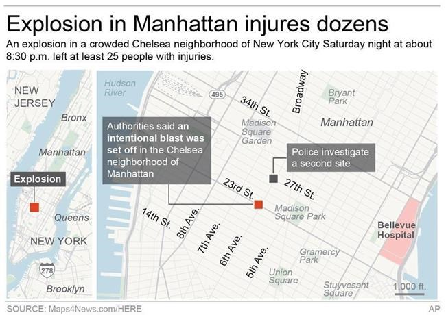 Manhattan explosion leaves 29 hurt; 2nd device probed | iNFOnews.ca