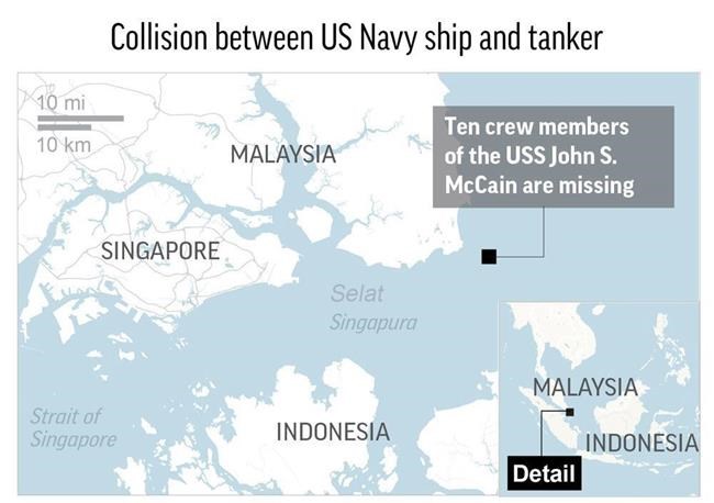 Navy orders 7th Fleet review amid search for 10 from McCain | iNFOnews.ca