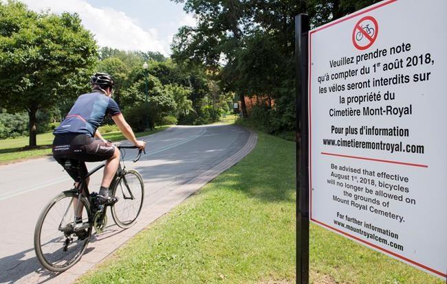 Montreal cyclists upset after being banned from cemetery atop Mount Royal | iNFOnews.ca