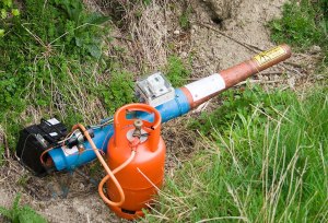 A propane powered noise cannon.