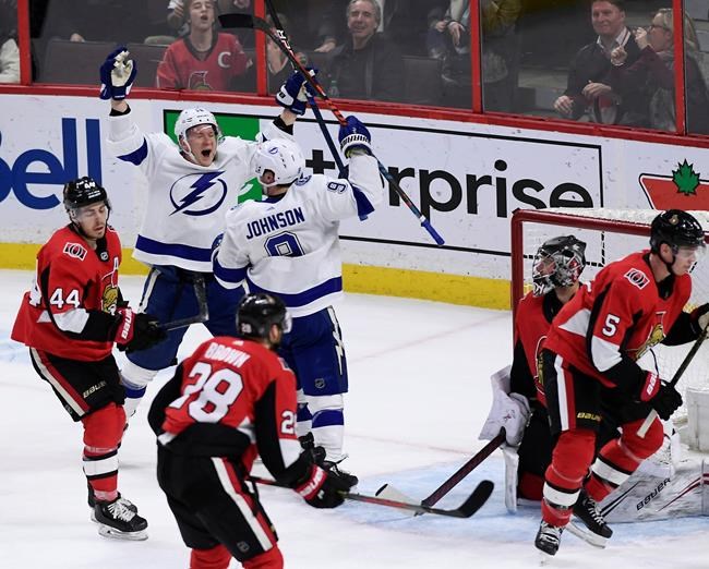 Johnson's late goal helps Lightning down Senators 5-3 for 6th straight win | iNFOnews.ca