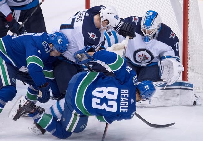 Scheifele scores late, Brossoit makes 40 saves as Jets blank Canucks 1-0 | iNFOnews.ca
