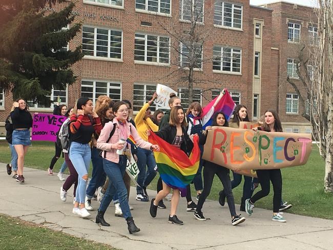 Alberta students walk out to protest expected gay-straight alliance changes | iNFOnews.ca