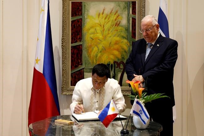 Philippine leader praises security ties with Israel | iNFOnews.ca