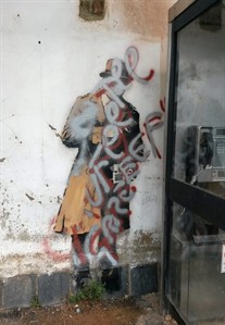 Banksy 'Spy Booth' artwork at centre of preservation campaign defaced by vandal | iNFOnews.ca Banksy 'Spy Booth' artwork at centre of preservation campaign defaced by vandal | iNFOnews.ca