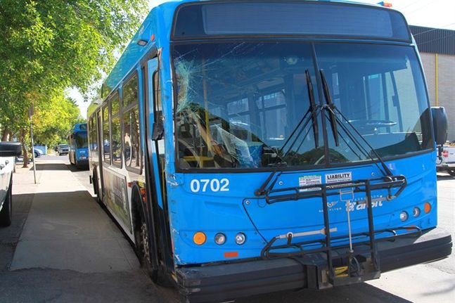 Nine-year-old boy steals Saskatoon city bus, smashes second bus and parked car | iNFOnews.ca