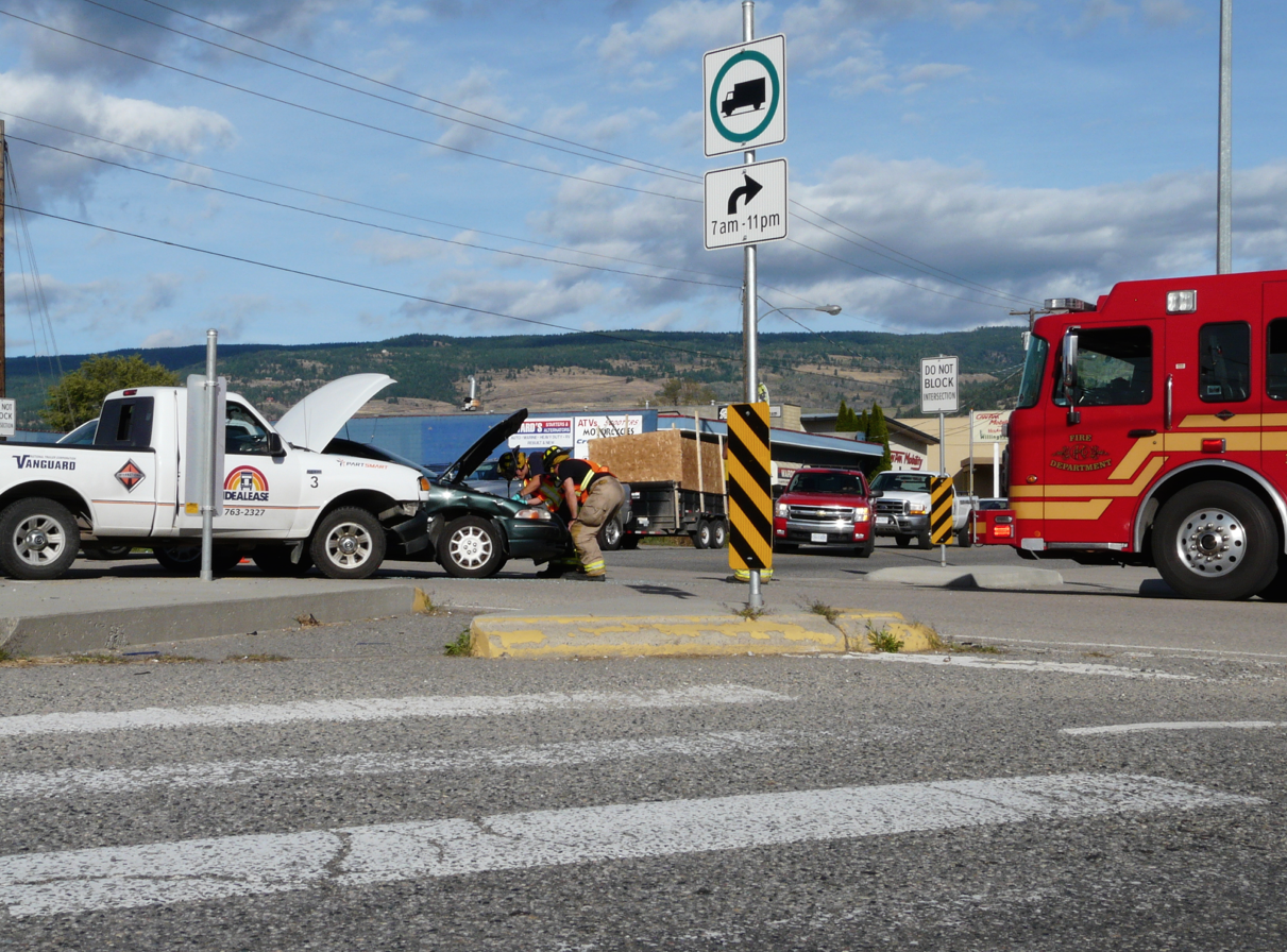 Pickup versus sedan at Sexsmith and Old Vernon Road | iNFOnews.ca
