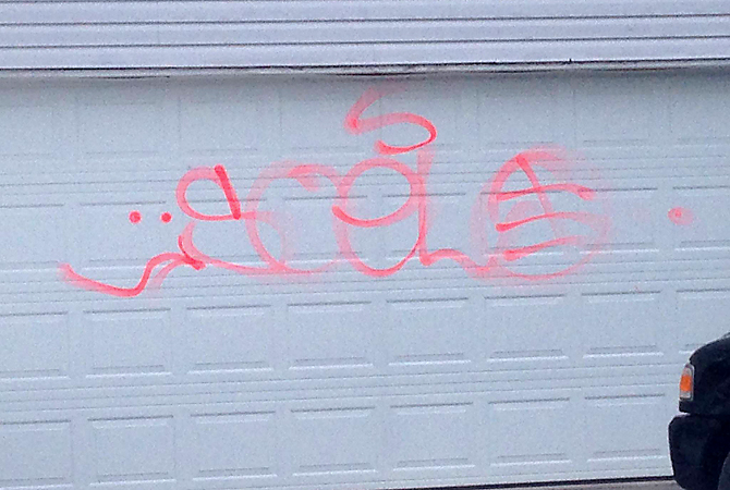 Vandals spray paint car, garage door in Glenrosa | iNFOnews.ca