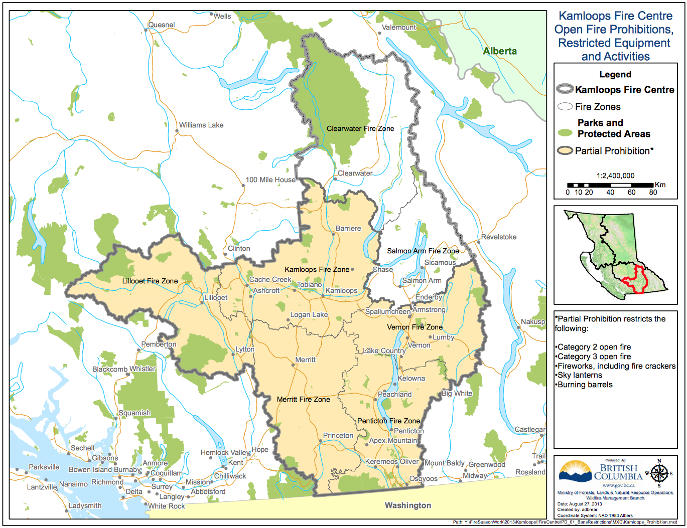Fire prohibition set for part of Kamloops Fire Centre | iNFOnews.ca