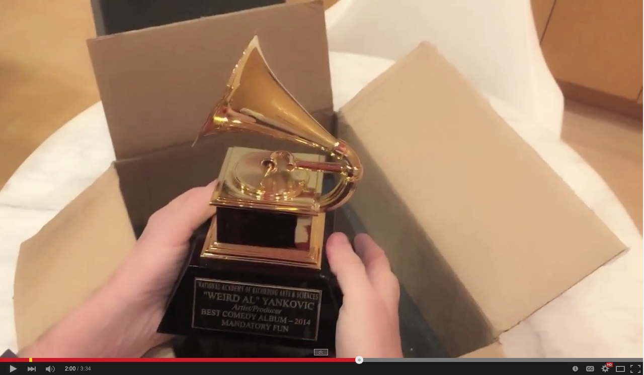 Weird Al 'unboxes' Grammy award | iNFOnews.ca Weird Al 'unboxes' Grammy award | iNFOnews.ca