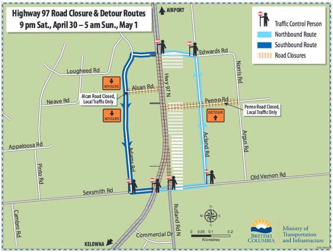 Section of Highway 97 closed overnight in Kelowna | iNFOnews.ca Section of Highway 97 closed overnight in Kelowna | iNFOnews.ca