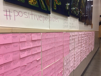 Vernon students spread message of kindness with hundreds of #positivepostnotes | iNFOnews.ca
