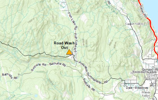 Princeton-Summerland road closed due to washout | iNFOnews.ca Princeton-Summerland road closed due to washout | iNFOnews.ca