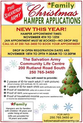 Christmas hamper applications to be taken in November | iNFOnews.ca