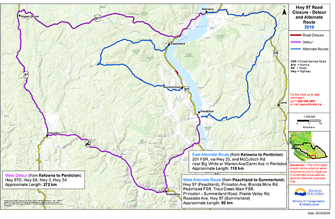 Alternate route on west side of Okanagan Lake around Highway 97 rockslide now open | iNFOnews.ca Alternate route on west side of Okanagan Lake around Highway 97 rockslide now open | iNFOnews.ca