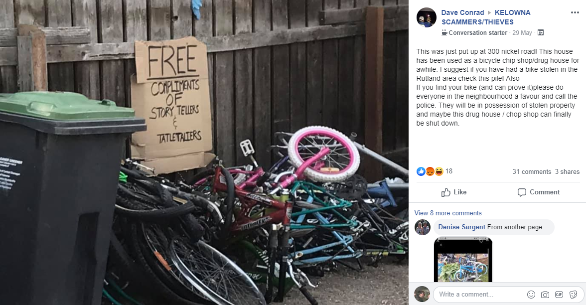 Used needles and bicycle thefts: Rutland residents speak out against constant crime | iNFOnews.ca