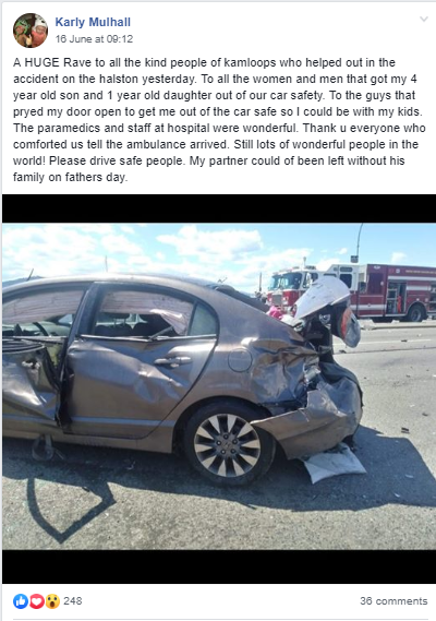 Quick acting couple helps rescue family after three-car collision in Kamloops | iNFOnews.ca