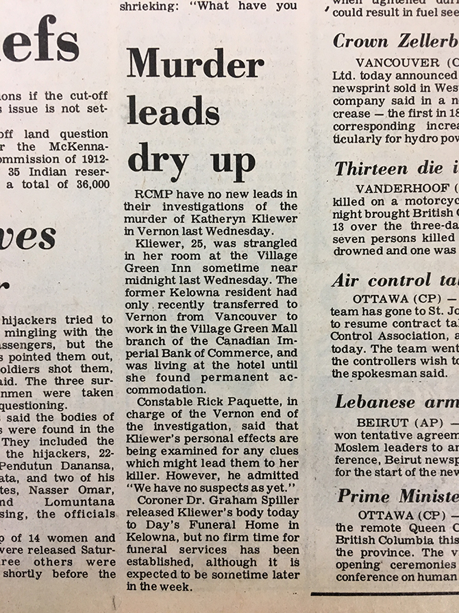 Decades without answers in Vernon cold case murder | iNFOnews.ca