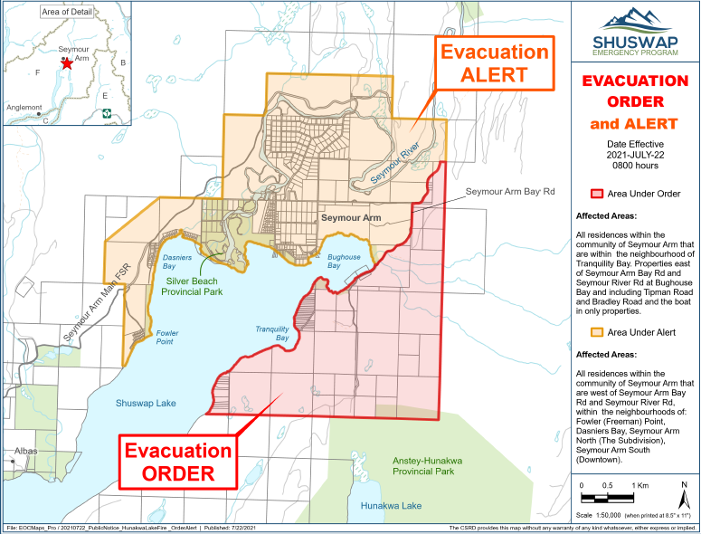 Evacuation order issued in Seymour Arm due to wildfire | iNFOnews.ca