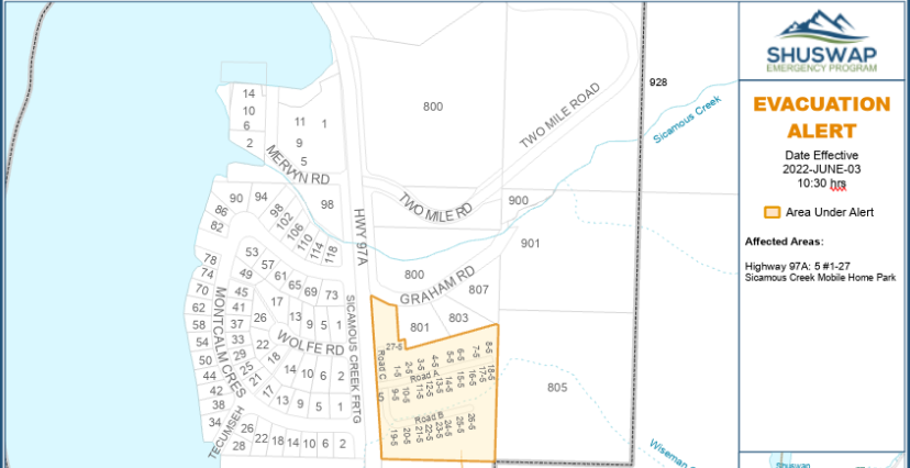 27 Shuswap mobile homes on evacuation alert due to landslide risk | iNFOnews.ca