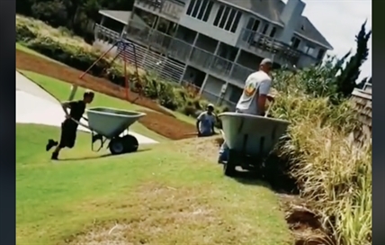 TRENDING NOW: Landscaper wheelbarrow fail | iNFOnews.ca