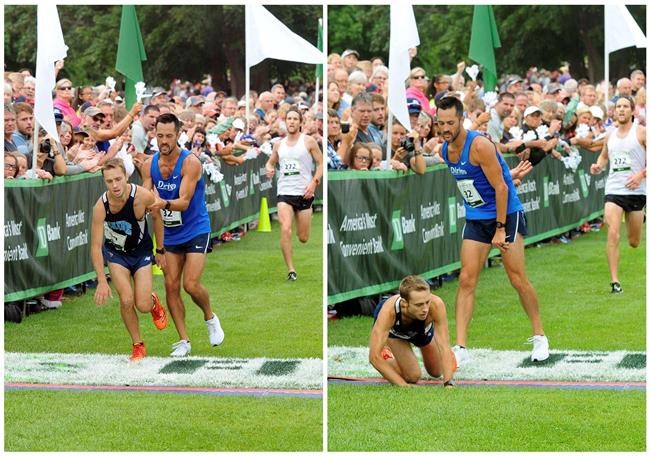 Struggling runner crosses finish line with competitor's help | iNFOnews.ca