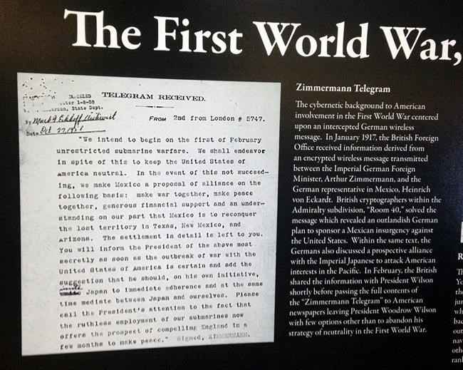 Secret WWI telegram holds lessons for today, historians say | iNFOnews.ca