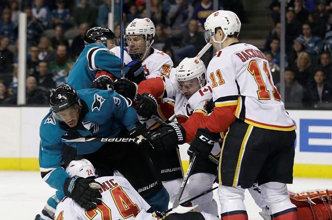 Kane scores twice to lead streaking Sharks past Flames 5-1 | iNFOnews.ca