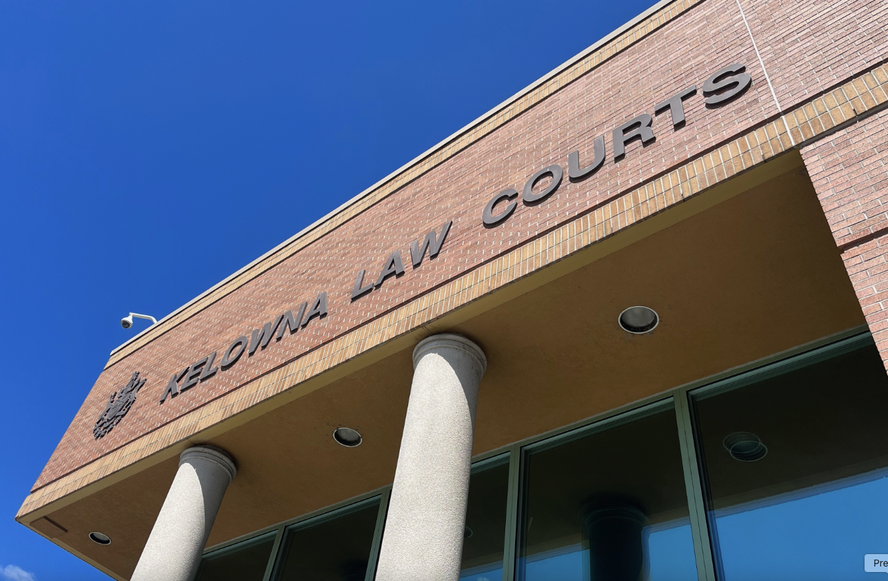 Kelowna man set camera up in staff bathroom, for the second time | iNFOnews.ca A blue sky behind the Kelowna courthouse.
