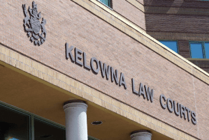 The sign at the Kelowna law courts.