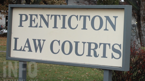 The penticton law court sign outside the courthouse.