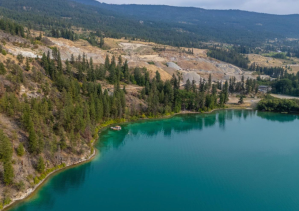 An aerial shot 500 acre piece of real estate in Lake country.