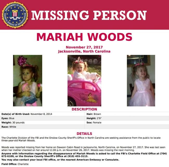 Search under way for missing North Carolina girl | iNFOnews.ca