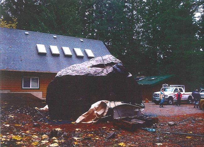 Five homes evacuated as massive boulder rolls into Fraser Valley community | iNFOnews.ca