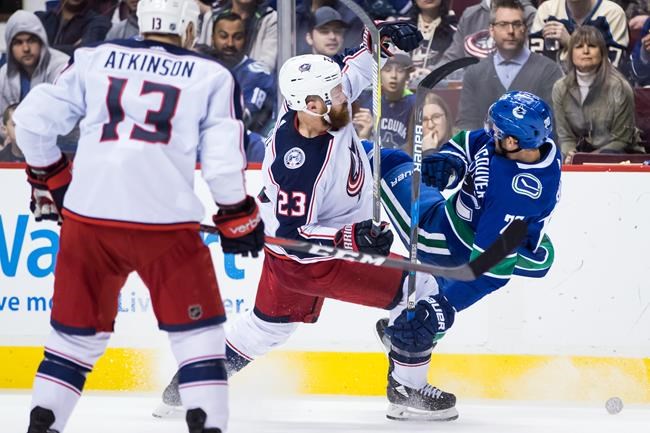 NHL fines Columbus defenceman Ian Cole for dangerous trip on Canucks' Sutter | iNFOnews.ca CP638899557