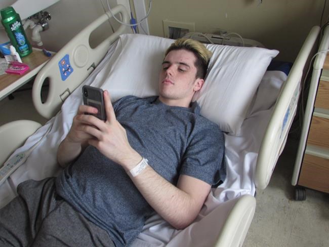 'So grateful:' Injured Bronco hockey player glad he's alive, works on recovery | iNFOnews.ca CP620996959