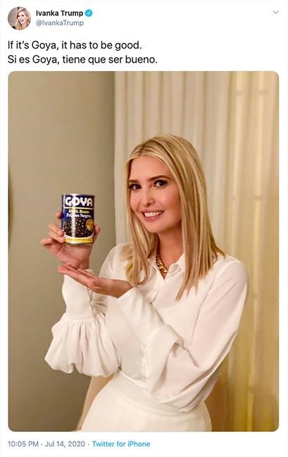Ivanka Trump defends Goya post that watchdogs call unethical | iNFOnews.ca Ivanka Trump defends Goya post that watchdogs call unethical | iNFOnews.ca
