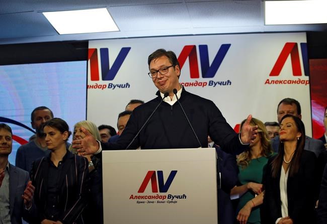 The Latest: Chanting, whistling crowd protests Vucic's win | iNFOnews.ca