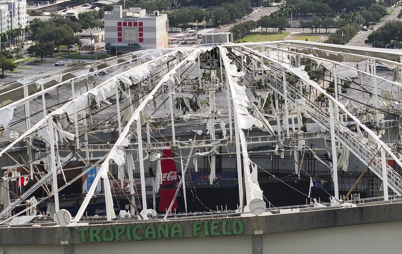 Tropicana Field shredded by Hurricane Milton is the latest sports venue damaged by weather | iNFOnews.ca Tropicana Field shredded by Hurricane Milton is the latest sports venue damaged by weather | iNFOnews.ca
