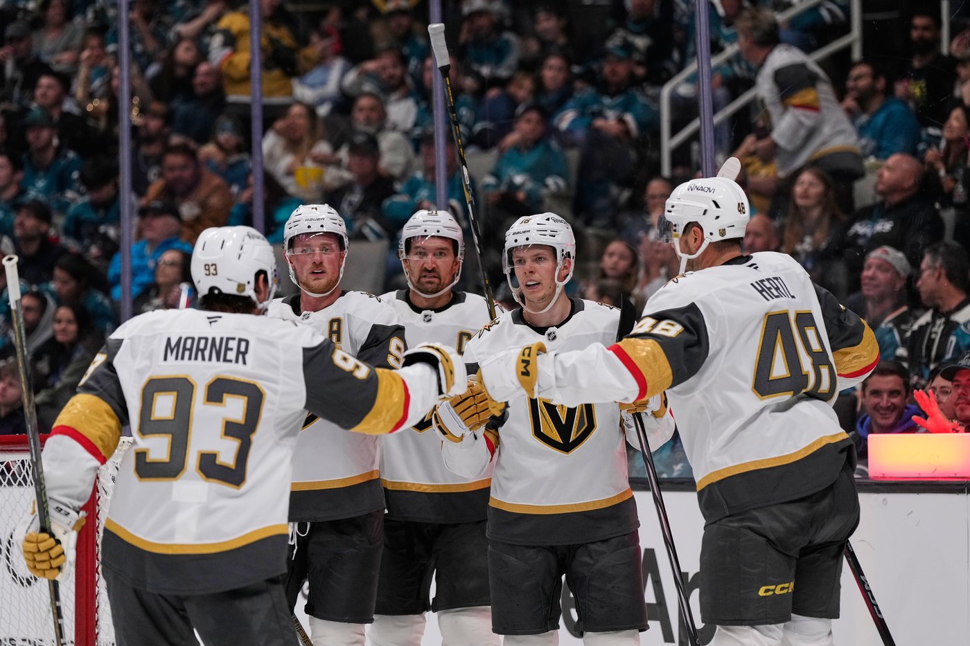 Golden Knights rally for 4-3 win in overtime after Sharks' late-game blunders | iNFOnews.ca