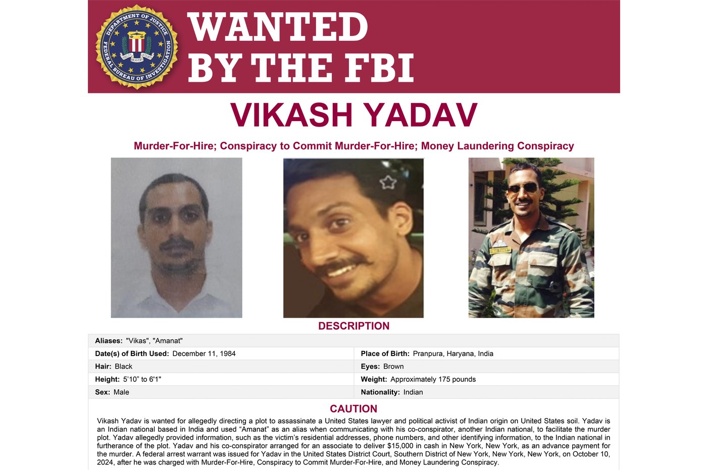Indian government employee charged in foiled murder-for-hire plot in New York City | iNFOnews.ca