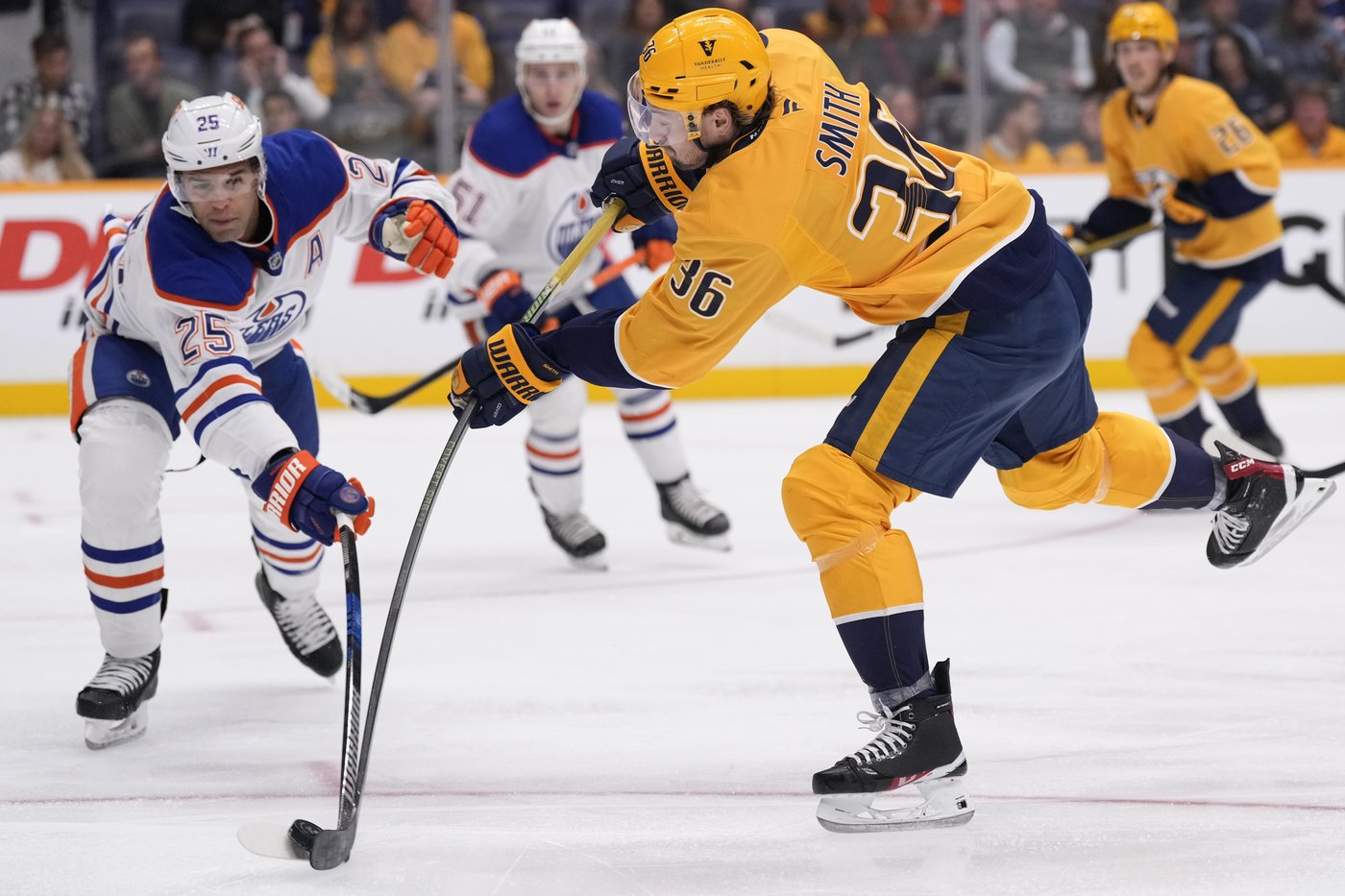 Kulak scores twice and McDavid gets first goal of season as Oilers beat Predators 4-2 | iNFOnews.ca Kulak scores twice and McDavid gets first goal of season as Oilers beat Predators 4-2 | iNFOnews.ca