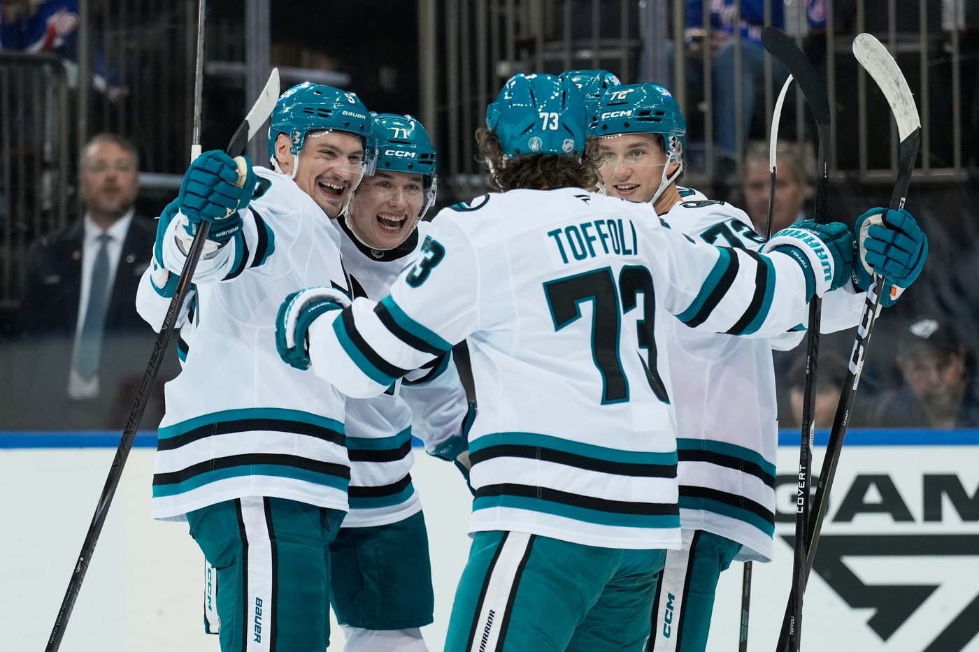 Celebrini has a hat trick and a 5-point game, Sharks beat Rangers in OT for 1st win this season | iNFOnews.ca
