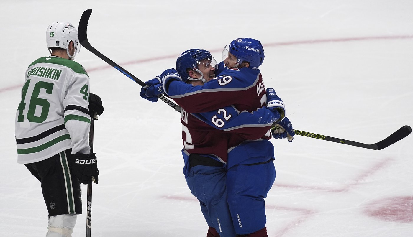 MacKinnon gets credit for fluky go-ahead goal as Avs tie series with 7-4 win over Stars in Game 6 | iNFOnews.ca MacKinnon gets credit for fluky go-ahead goal as Avs tie series with 7-4 win over Stars in Game 6 | iNFOnews.ca