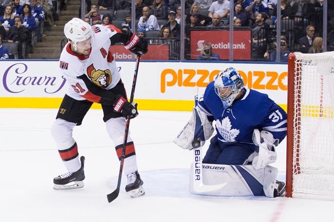 Andersen flirting with another slow October as Leafs lose to Senators 5-3 | iNFOnews.ca